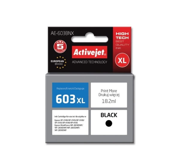 Activejet AE-603BNX ink (replacement for Epson 603XL T03A14; Supreme; 18,2 ml; black)