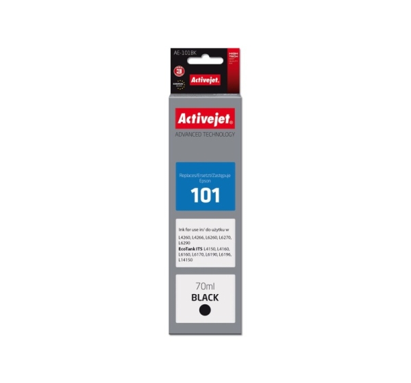 Activejet AE-101BK Ink Bottle (Replacement Epson 101; Supreme; 70 ml; Black)