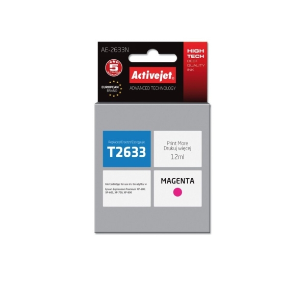 Activejet AE-2633N Ink (replacement for Epson 26 T2633; Supreme; 12 ml; magenta)