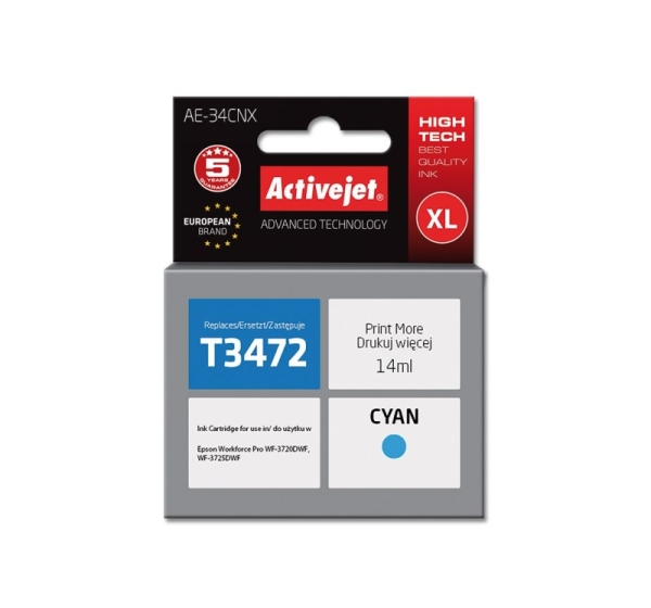 Activejet AE-34CNX ink (replacement for Epson 34XL T3472; Supreme; 14 ml; cyan)