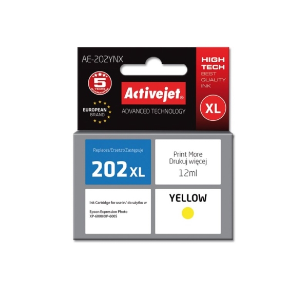 Activejet AE-202YNX ink (replacement for Epson 202XL H44010; Supreme; 12 ml; yellow)