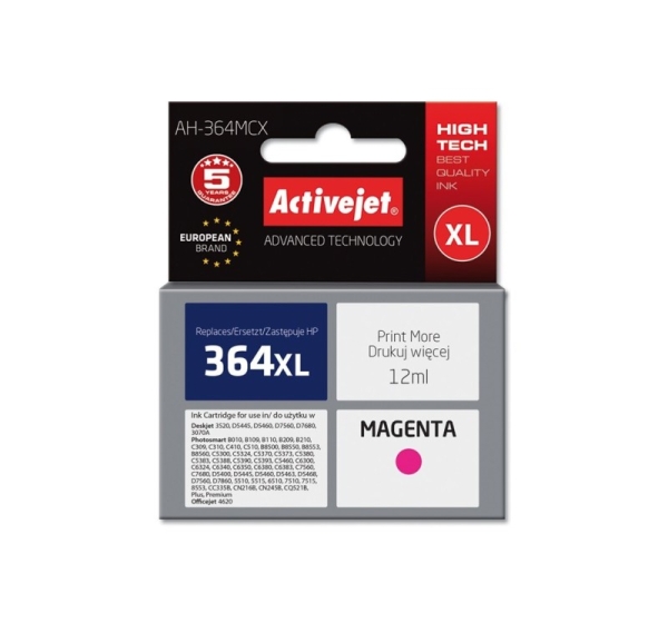 Activejet AH-364MCX Ink (replacement for HP 364XL CB324EE; Premium; 12 ml; magenta)