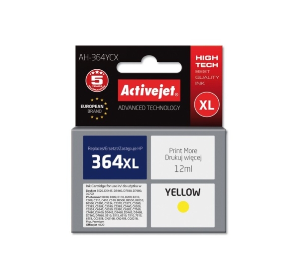 Activejet AH-364YCX Ink (replacement for HP 364XL CB325EE; Premium; 12 ml; yellow)