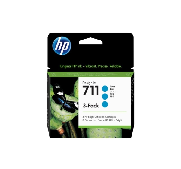 HP 711 3-pack 29-ml Cyan DesignJet Ink Cartridges