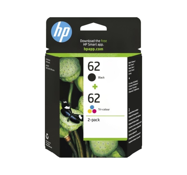 HP 62 2er Pack Schwarz Farbe dreifarbig Tintenpatrone
