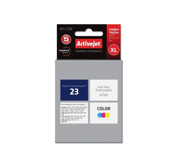 Activejet AH-23N Ink cartridge (replacement for HP 23 C1823D; Supreme; 47 ml; color)