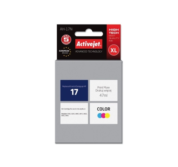 Activejet AH-17N Ink cartridge (replacement for HP 17 C6625A; Supreme; 47 ml; color)