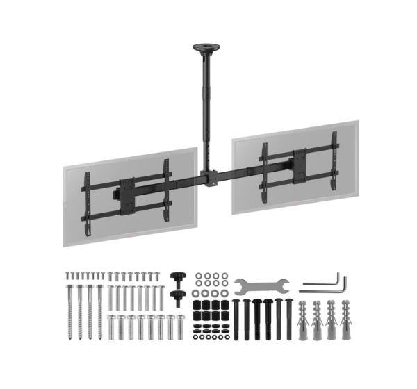 Maclean ceiling mount for two TVs, max load 2x40kg, 34-60", max VESA 600x400, MC-111 B