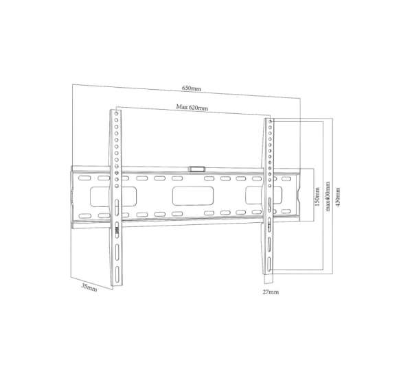 Maclean TV MC-419 Wall Mount Bracket 32"-100" VESA 600x400 45kg Tilting Universal Adjustable Spirit Level Accessories Flat Heavy Duty