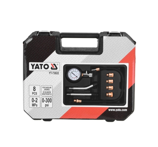 COMPRESSION PRESSURE GAUGE FOR GASOLINE ENGINES 8 PCS. YATO YT-73022