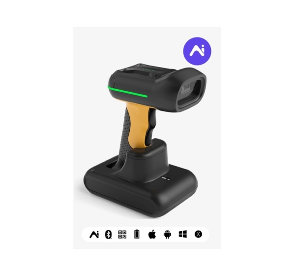Inateck BCST-75S Handheld bar code reader 1D/2D CMOS Black, Yellow