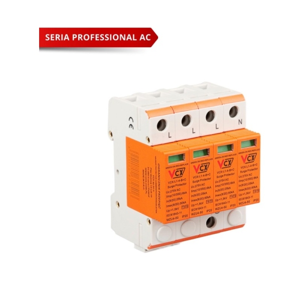 Surge Arrester Class B+C 4P (T1T2) 6kA VCX Prof