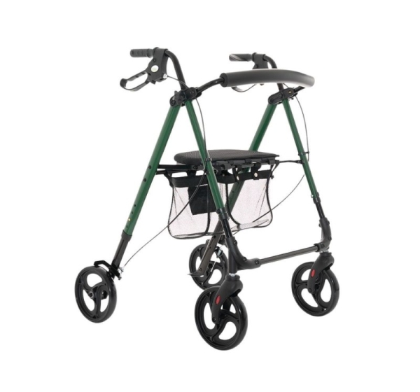 Rehabilitation support with seat and bag for seniors Green