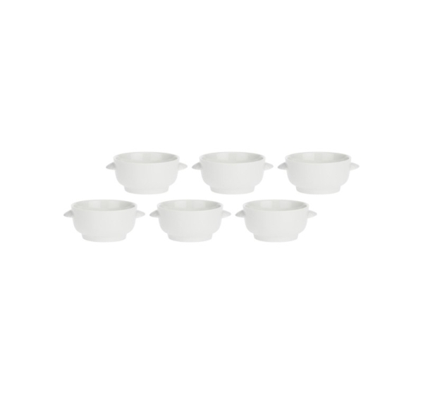 Set of 6 Terrine Soup Bowls - White, 12.5 cm