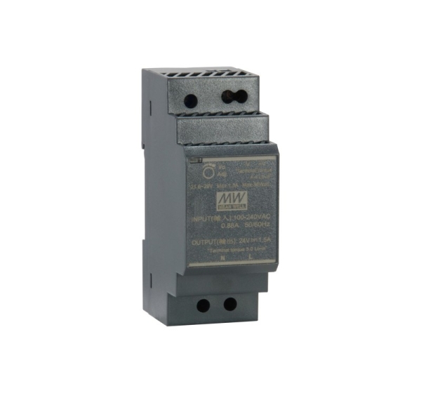 LevelOne 24V DC Industrial Power Supply, 30W, DIN-Rail