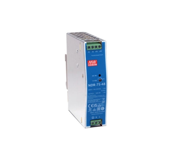 LevelOne 48V DC Industrial Power Supply, 75W, DIN-Rail,-20 ~ +70 ℃