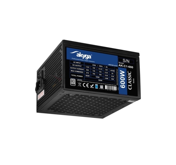 Akyga AK-C1-600 power supply unit 600 W 24-pin ATX ATX Black