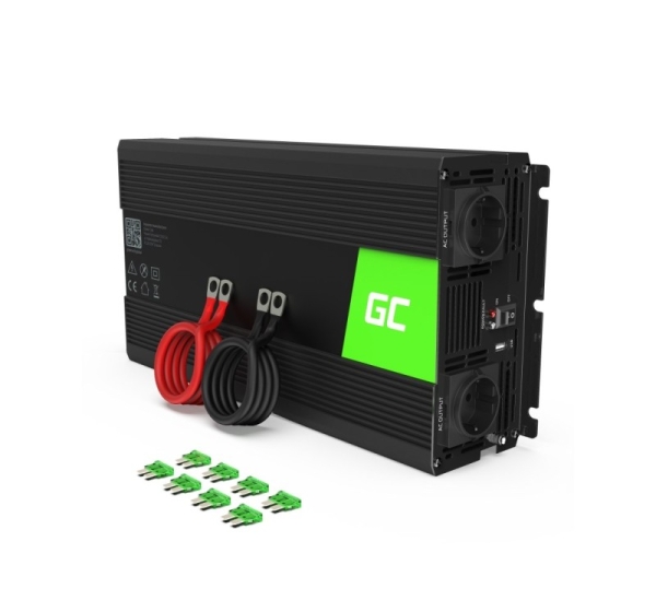 Green Cell INV25 power adapter/inverter Auto 1500 W Black