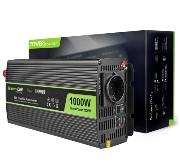 Green Cell INV09 power adapter/inverter Auto 1000 W Black