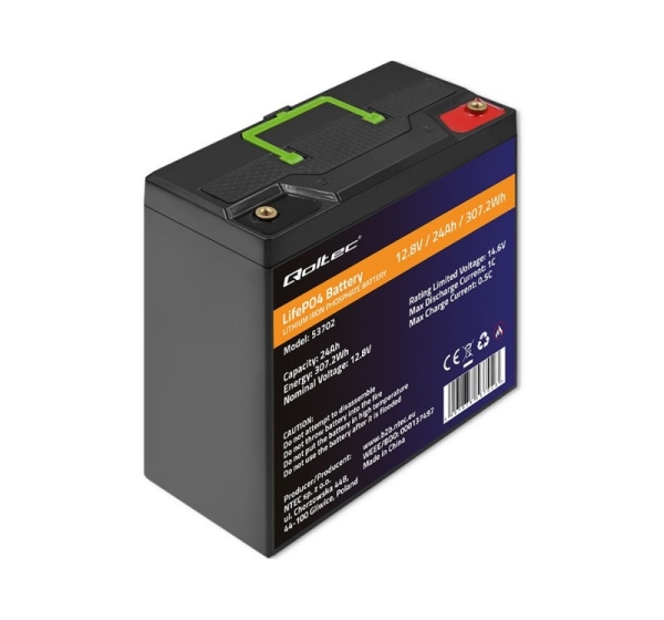 Qoltec 53702 LiFePO4 lithium iron phosphate battery 12.8V 24Ah 307.2Wh