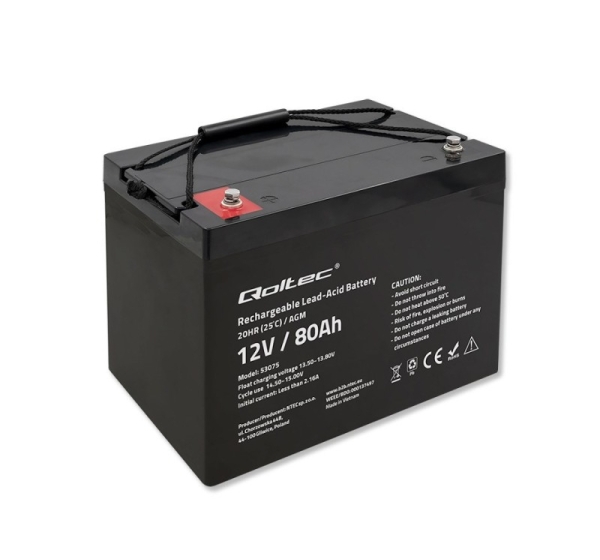 Qoltec 53075 AGM battery | 12V | 80Ah | 23.5kg