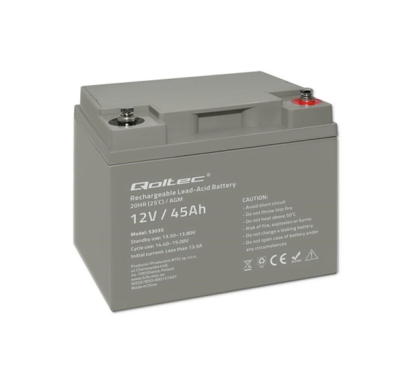 Qoltec Akumulator AGM | 12V | 45Ah | max 540A