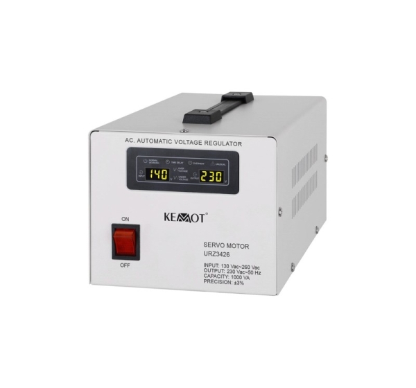 KEMOT MSER-1000 Automatic Voltage Stabilizer (1000 VA, Servo Motor)
