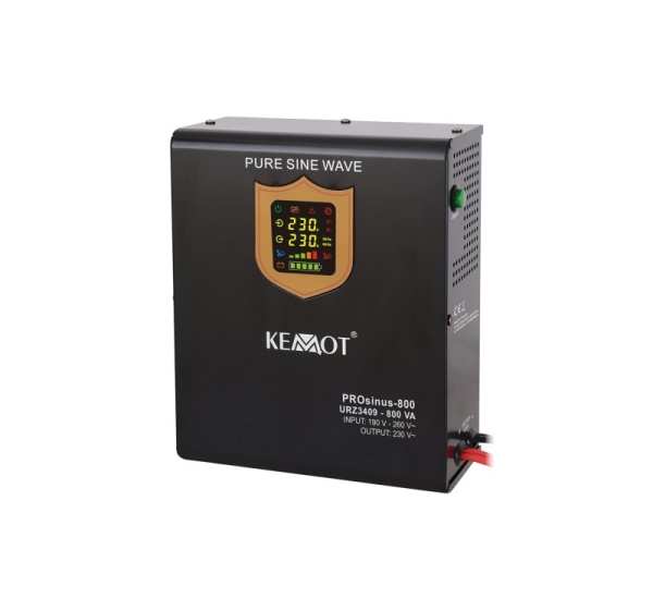 Wall-mounted emergency power supply KEMOT PROsinus-800 converter with pure sine wave and charging function 12V 230V 800VA/500W