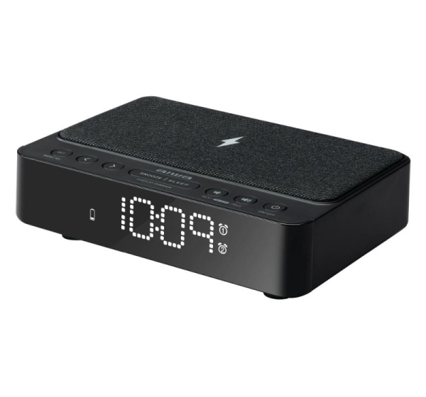 AIWA digitālais modinātājs ar LED displeju, FM/PLL radio, melns