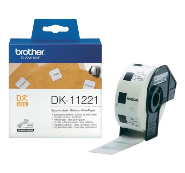 DK-11221 Kvadrātveida uzlīmes, 23 x 23mm, 1000gab/rullī, Brother