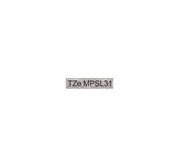 TZe-MPSL31 dekor.uzlīmju lente, MELNS uz SUDRABU, 12mm x 4metri