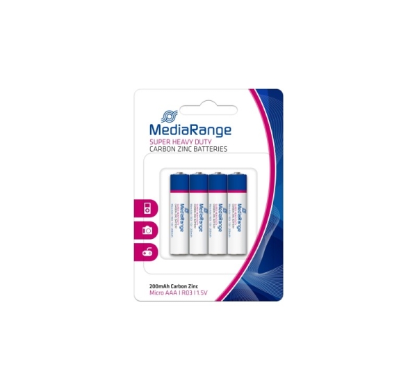 BATTERY CARBON-ZINC AAA 1.5V/4PCS MRBAT141 MEDIARANGE
