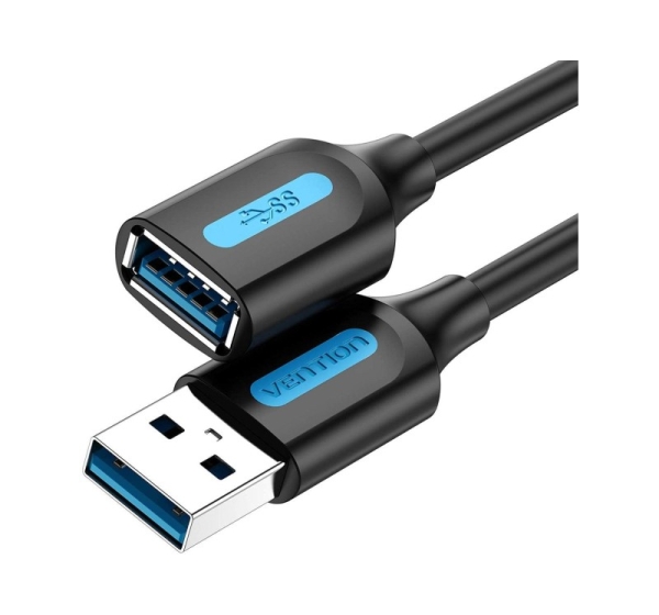 CABLE USB2.0 MALE TO FEMALE/0.5M BLACK CBIBD VENTION
