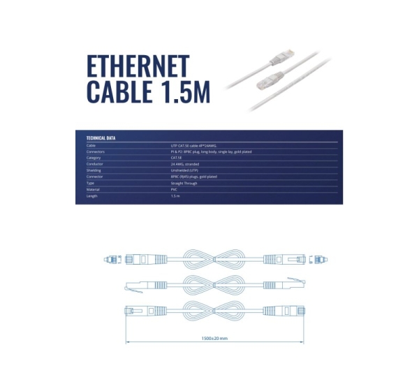 PATCH CABLE ETHERNET/1.5M PR2LA15B TELTONIKA