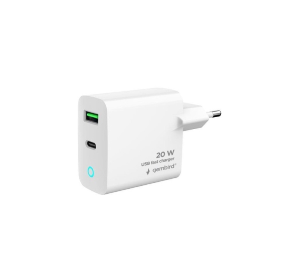CHARGER USB 20W 2PORT/TA-UC-PDQC20L-W-01 GEMBIRD