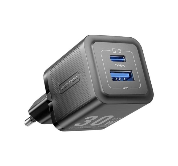 MOBILE CHARGER WALL 30W USB-C/2P BLACK FEQB0-EU VENTION