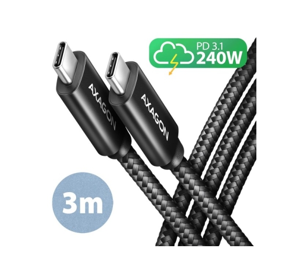 CABLE USB-C TO USB-C 3M 240W/BRAID BLK BUCM2-CM30AB AXAGON