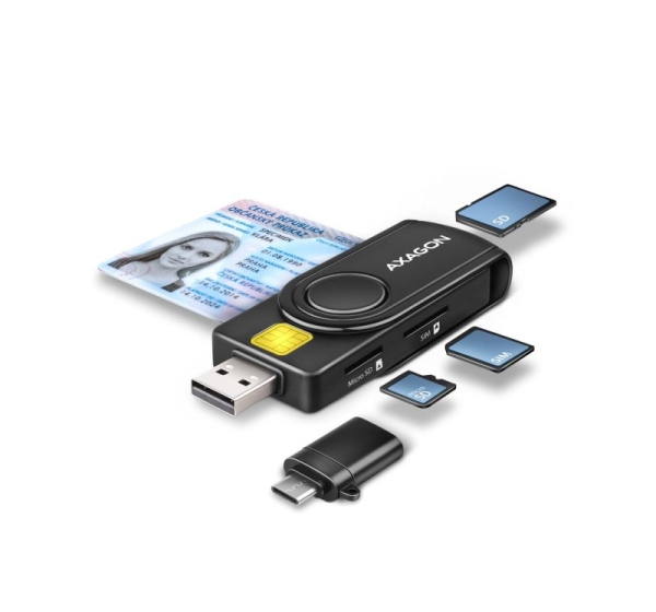 CARD READER USB-C+USB2.0 4SLOT/SMARTCARD CRE-SMP2A AXAGON