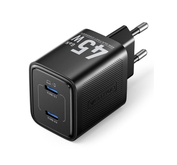 MOBILE CHARGER WALL 45W USB-C/2P BLACK FEFB0-EU VENTION