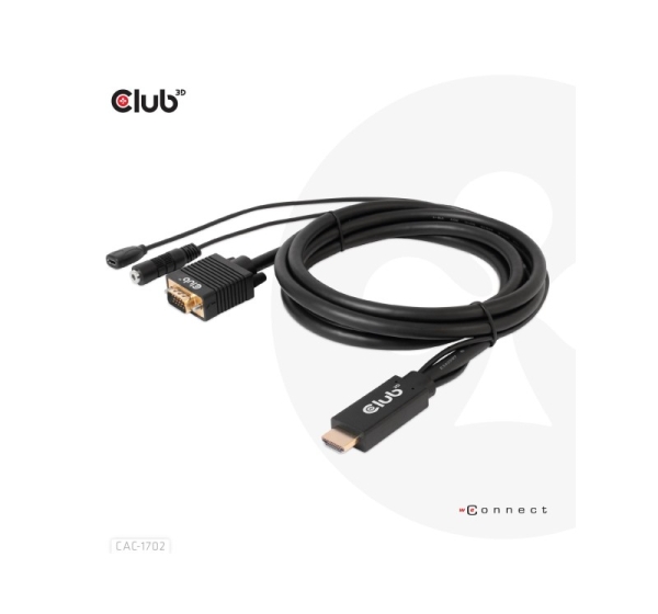 CABLE HDMI TO VGA 2M/M/M CAC-1712 CLUB3D