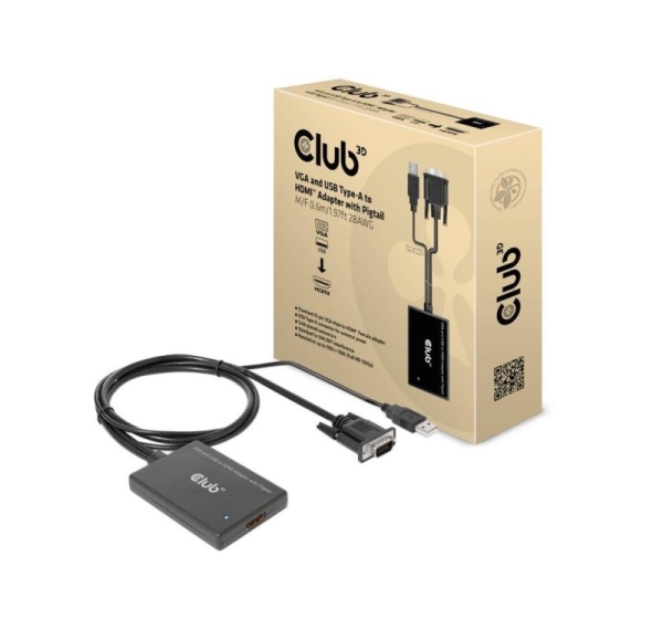 I/O ADAPTER VGA TO HDMI+USB/0.6M M/F CAC-1720 CLUB3D