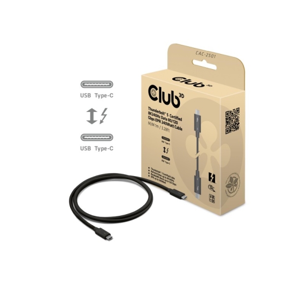 CABLE USB-C THUNDERBOLT 1M/M/M CAC-2501 CLUB3D