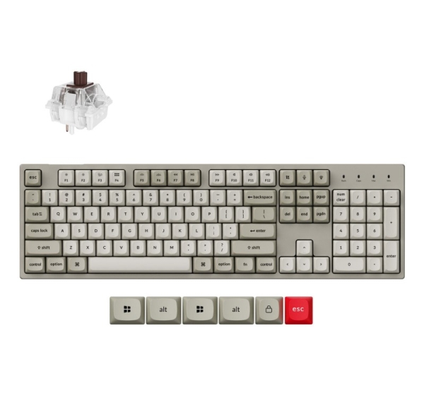 Keychron C2 Pro 8K - US Layout - Hot-Swappable Gateron Brown - Retro Keyboard C2PX-M3