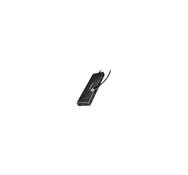 Seven-port USB 3.2 Gen 1 hub with charging support. Connector for external power supply. USB-A cable 1 m.