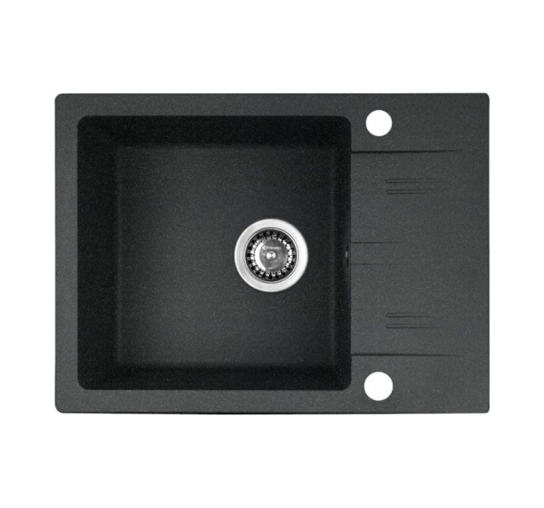 PYRAMIS LEFKADA sink (59x44) 1B 1D black + Lungo volcano Black Edition tap - 070261111LBE