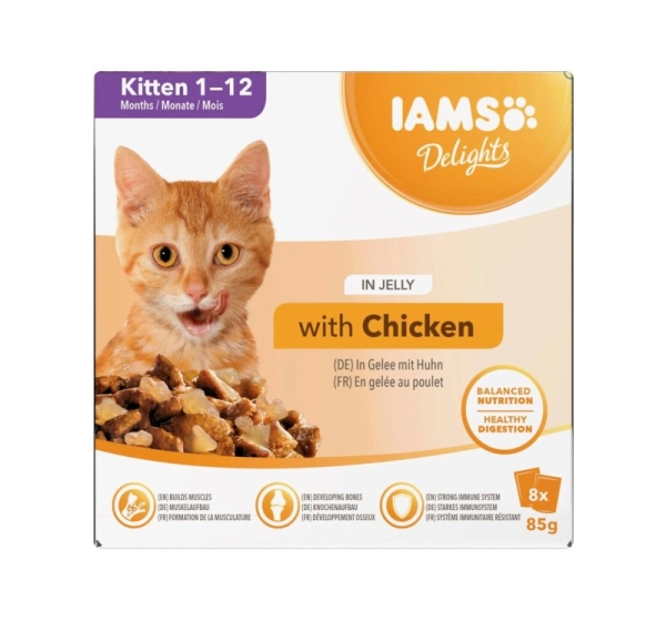 IAMS DELIGHTS Kitten in Jelly box – wet cat food – 8x85g