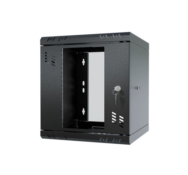 Rack Cabinet 10" 6U, 300mm, Glass Door, Black