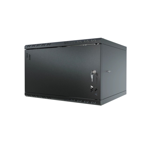 Rack Cabinet 19" 6U 450mm Metal Door Black | Compact Network & Server Cabinet