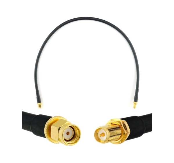 RP-SMA Male to RP-SMA Female 50cm Coaxial Cable — HF240 (LMR240 equivalent)