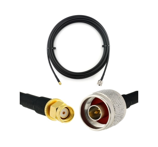 RP-SMA Male to N Male 5m Coaxial Cable — HF240 (LMR240 equivalent)